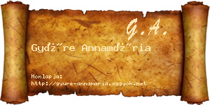 Gyüre Annamária névjegykártya